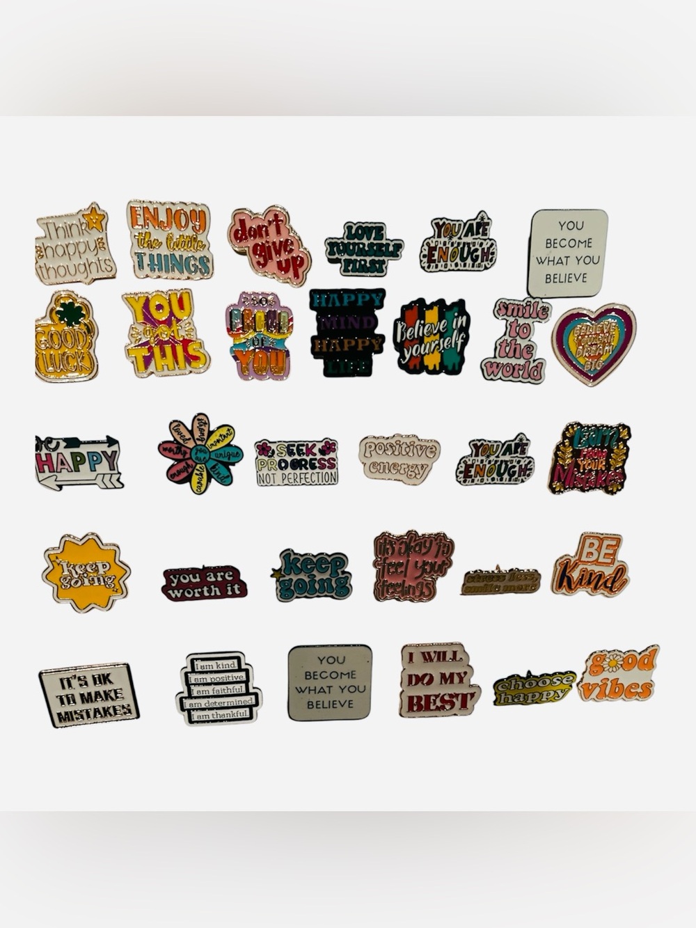 Motivational Enamel Pins(2) — Colorful Positive Sayings
